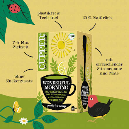 Kruidenthee "Wonderful Morning" met citroengras, mate &amp; citroenverbena (20 theezakjes), 35 g