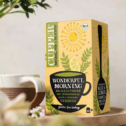 Kruidenthee "Wonderful Morning" met citroengras, mate &amp; citroenverbena (20 theezakjes), 35 g