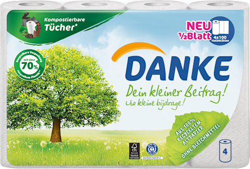 Küchenrolle Halbblatt 3-lagig (4x100 Blatt), 4 St