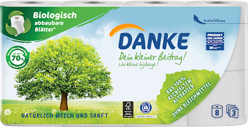 Toiletpapier recycling 3-laags (8x150 vellen), 8 stuks