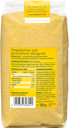 Grieß, 2- Minuten-Polenta, glutenfrei, 500 g