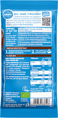 Porridge Cup, Hafer Schokolade mit Kakao Nibs, 65 g