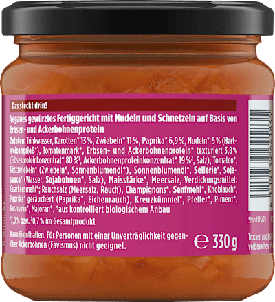 Vegetarische goulash met gnocchi pasta, veganistisch, 330 g