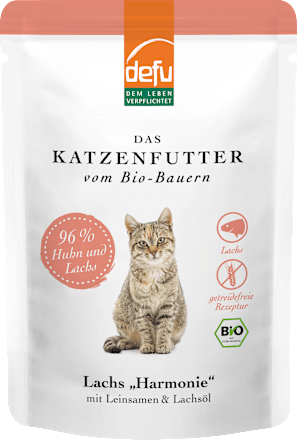 Nat kattenvoer met biologische zalm &amp; kip, lijnzaad &amp; zalmolie, Salmon Harmony, 85 g
