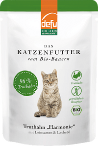 Nassfutter Katze mit Bio Truthahn, Leinsamen & Lachsöl, Truthahn Harmonie, 85 g