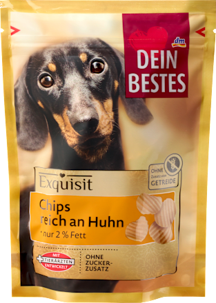 Hundeleckerli Chips, reich an Huhn, Exquisit, 80 g