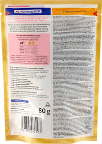 Hundeleckerli Chips, reich an Huhn, Exquisit, 80 g