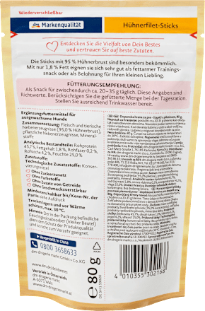 Hundeleckerli Hühnerfilet Sticks, 80 g