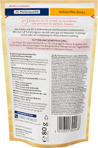 Hundeleckerli Hühnerfilet Sticks, 80 g