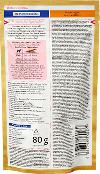 Hundeleckerli Kaustangen reich an Huhn, Exquisit, 80 g