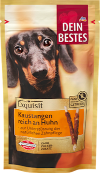 Hundeleckerli Kaustangen reich an Huhn, Exquisit, 80 g