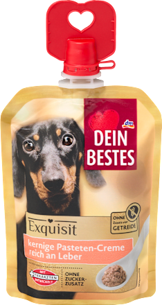 Hundeleckerli kernige Pastetencreme reich an Leber, Exquisit, 80 g