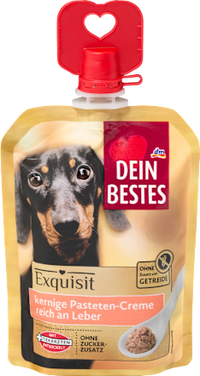 Hundeleckerli kernige Pastetencreme reich an Leber, Exquisit, 80 g
