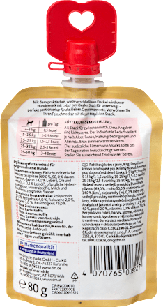Hundeleckerli kernige Pastetencreme reich an Leber, Exquisit, 80 g