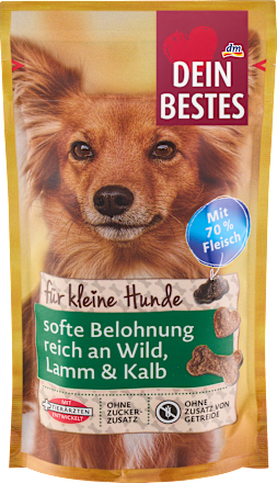 Hundeleckerli reich an Wild, Lamm & Kalb, softe Belohnung für kleine Hunde, 60 g
