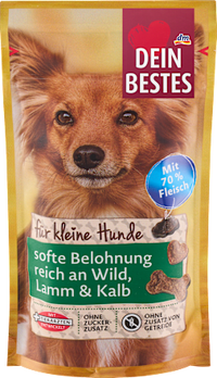 Hundeleckerli reich an Wild, Lamm & Kalb, softe Belohnung für kleine Hunde, 60 g