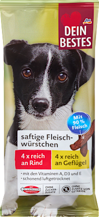Hundeleckerli saftige Würstchen reich an Rind & Geflügel (8 Stück), 60 g
