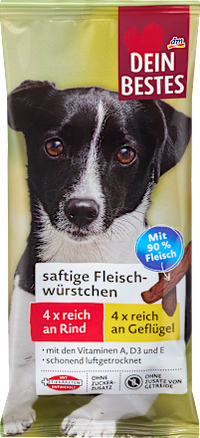 Hundeleckerli saftige Würstchen reich an Rind & Geflügel (8 Stück), 60 g