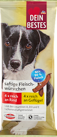Hundeleckerli saftige Würstchen reich an Rind & Geflügel (8 Stück), 60 g