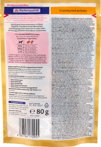 Hundeleckerlie Crunchy reich an Huhn, Exquisit, 80 g