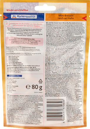 Hundeleckerlie Mini-Brezeln reich an Huhn, Omas Küchenklassiker, 80 g