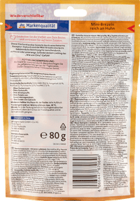 Hundeleckerlie Mini-Brezeln reich an Huhn, Omas Küchenklassiker, 80 g