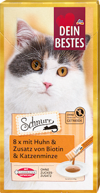 Katzenleckerli Huhn mit Biotin & Katzenminze, Schnurr (8 Stück), 120 g