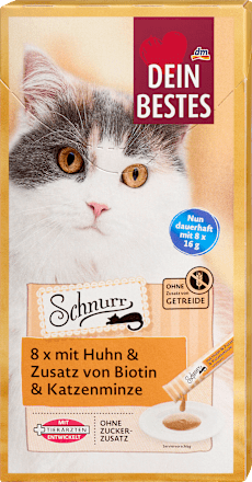 Katzenleckerli Huhn mit Biotin & Katzenminze, Schnurr (8 Stück), 128 g