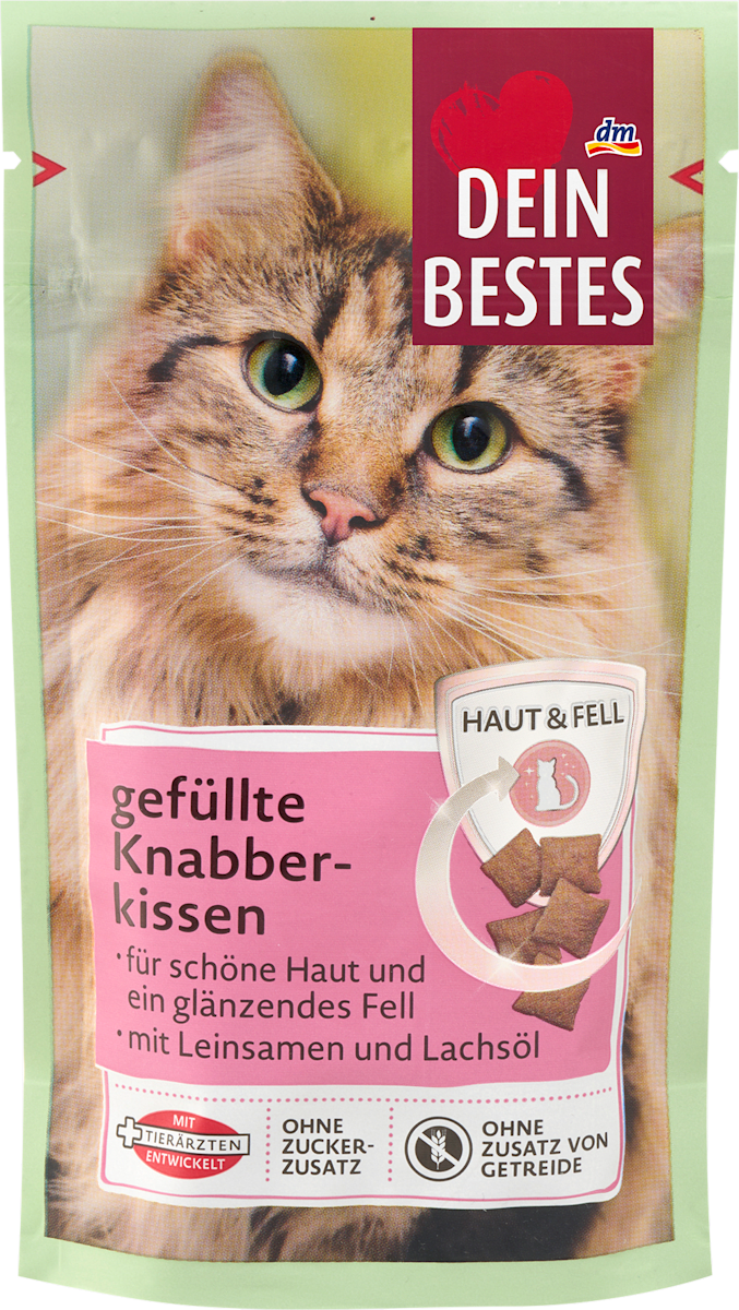 Dein Bestes Katzenleckerli Knabberkissen Haut & Fell, 50 g