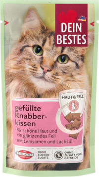 Dein Bestes Katzenleckerli Knabberkissen Haut & Fell, 50 g