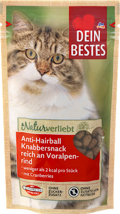 Kattensnacks tegen haarballen met rundvlees, natuurlijk, 50 g