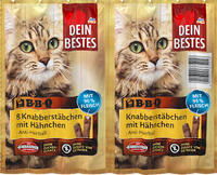 Kattensnacks, knabbelstokjes met kip, BBQ (8 stuks), 40 g