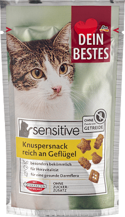 Katzenleckerli Knuspersnack sensitive reich an Geflügel, 50 g Dein Bestes