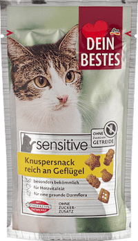 Katzenleckerli Knuspersnack sensitive reich an Geflügel, 50 g Dein Bestes