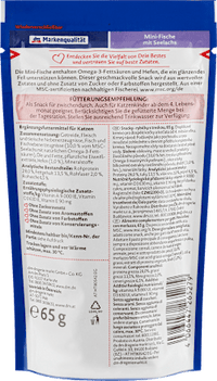 Kattenlekkernijen mini vis met koolvis &amp; omega-3 vetzuren, MSC gecertificeerd, 65 g