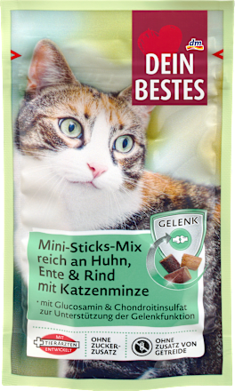 Dein Bestes Katzenleckerli Mini Sticks mit Huhn, Ente, Rind & Katzenminze, 50 g