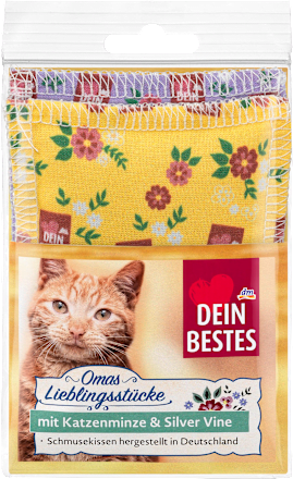 Knuffelkussen voor katten met kattenkruid en zilveren wijnrank, Oma's favorieten, 2 stuks