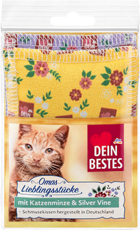 Knuffelkussen voor katten met kattenkruid en zilveren wijnrank, Oma's favorieten, 2 stuks