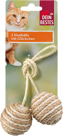 Kattenspeeltje, sisalballen met belletjes, 1 stuk