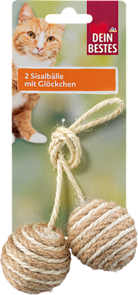 Kattenspeeltje, sisalballen met belletjes, 1 stuk