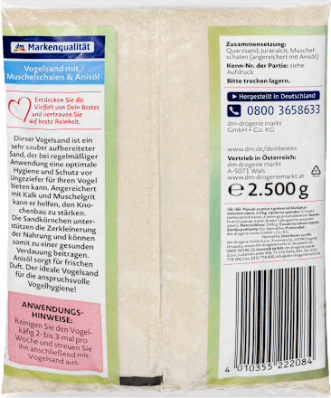 Kleintierstreu, Vogelsand mit Muschelgrit & Anisöl, 2,5 kg