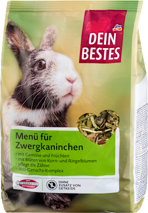 Nagerfutter Menü für Zwergkaninchen, getreidefrei, 600 g