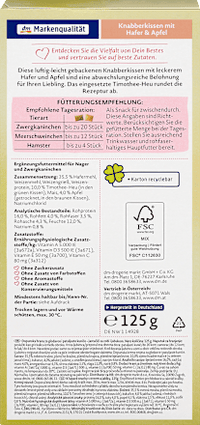 Knaagdiersnack met haver en appel, 125 g