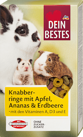 Snackringen voor knaagdieren met appel, ananas &amp; aardbei, 250 g