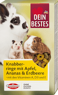 Snackringen voor knaagdieren met appel, ananas &amp; aardbei, 250 g