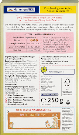 Snackringen voor knaagdieren met appel, ananas &amp; aardbei, 250 g