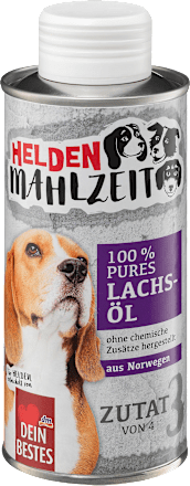 Nahrungsergänzung Hund pures Lachsöl, Heldenmahlzeit, 250 ml