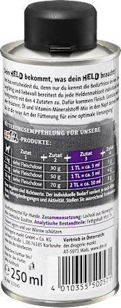 Voedingssupplement voor honden, pure zalmolie, hero meal, 250 ml