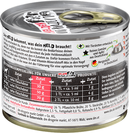 Nassfutter Hund Gemüsemix mit Apfel, Heldenmahlzeit, 175 g Dein Bestes