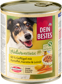 Nassfutter Hund mit Geflügel, Kartoffel & Karotte, Naturverliebt, 800 g